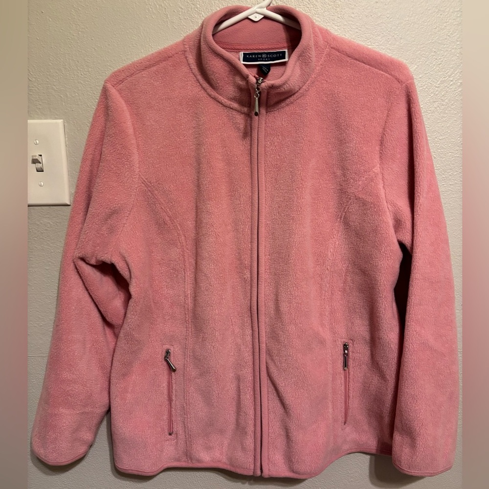 Karen Scott Sport Pink Fleece Zipup
